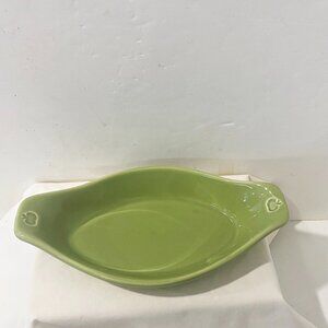 Chantal Au Gratin Baking Dish Casserole Green Apple Embossed Ends Vintage 2004